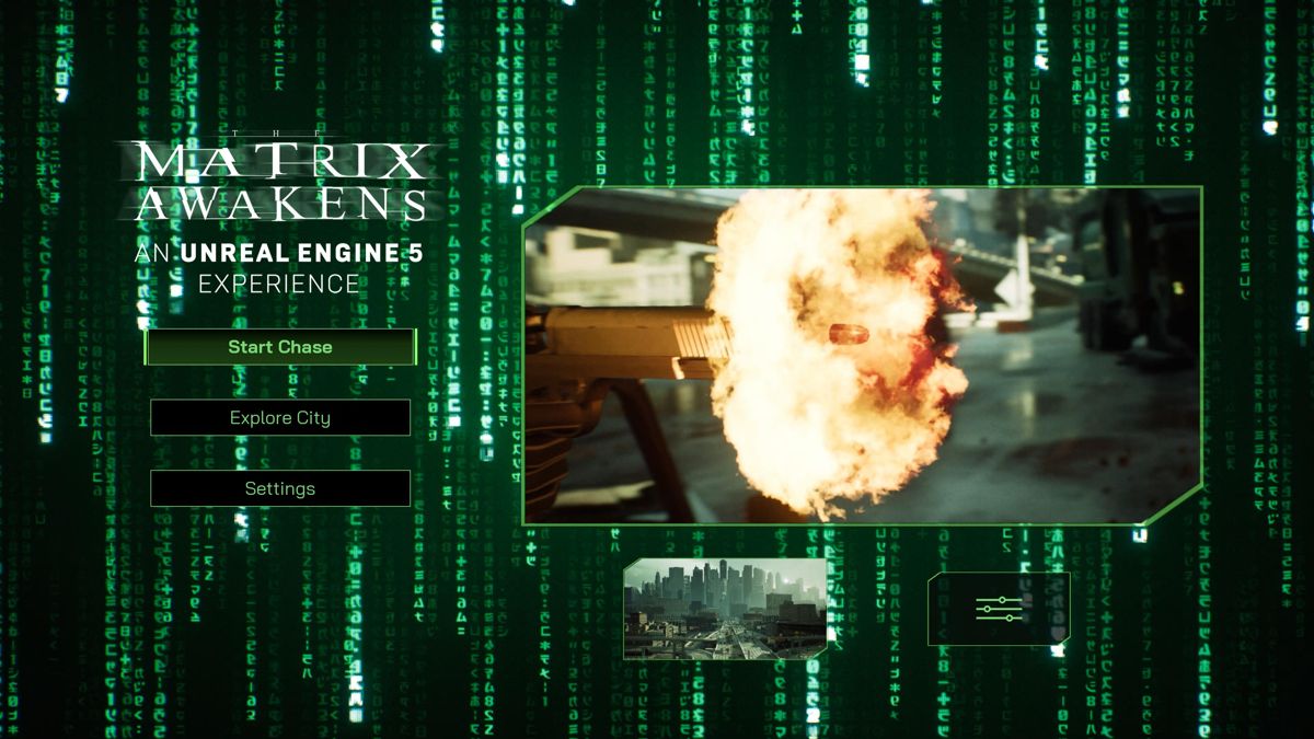 The Matrix Awakens (PlayStation 5) screenshot: Main menu