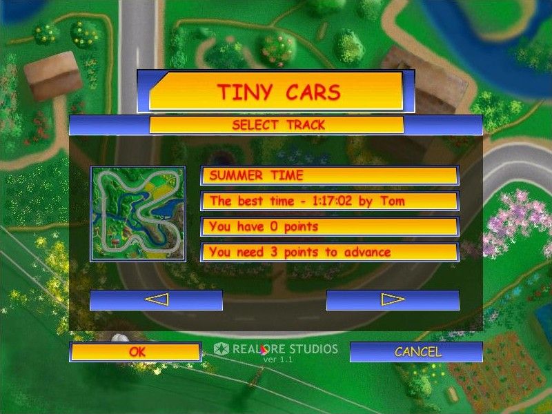 Tiny Cars (Windows) screenshot: Choose your race course.