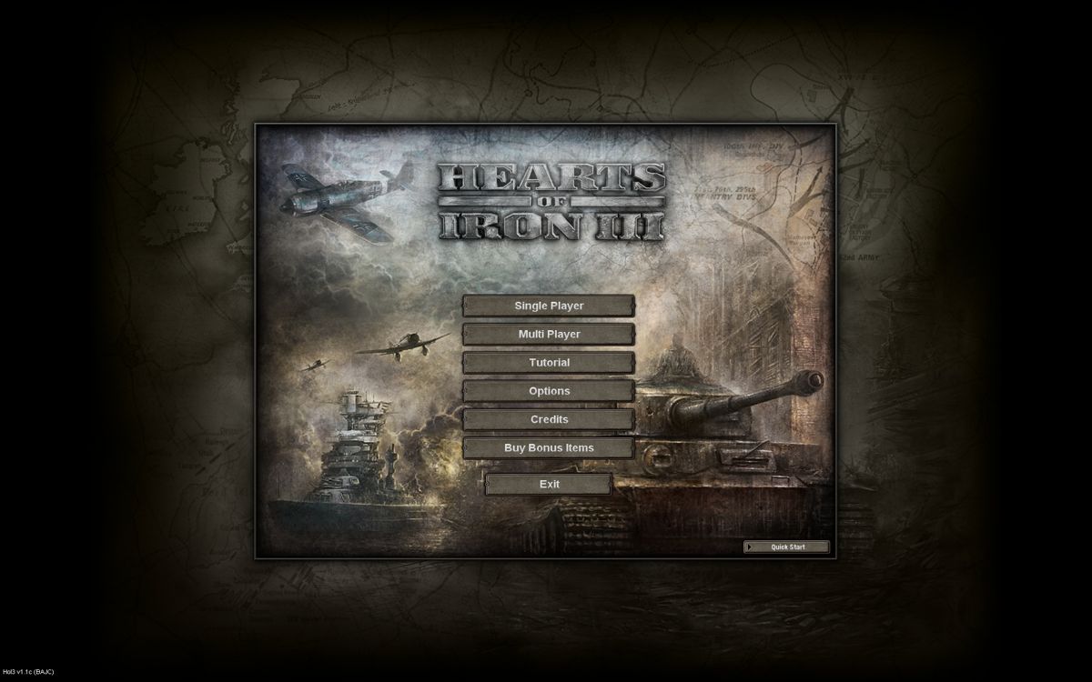 Hearts of Iron III (Windows) screenshot: Main Menu