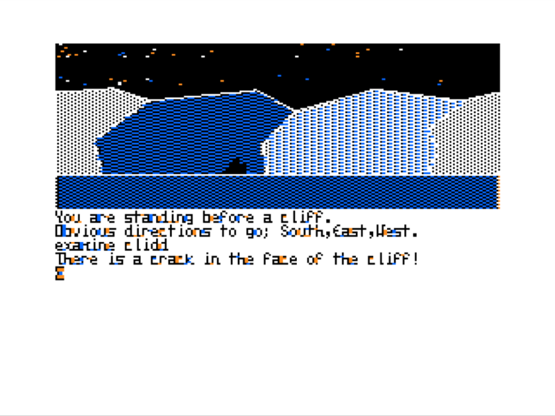 The Martian Crypt (TRS-80 CoCo) screenshot: Entering the Martian Underworld