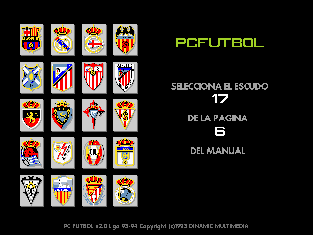 PC Fútbol (DOS) screenshot: Copy protection