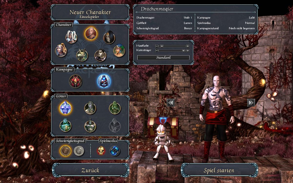 Sacred 2: Ice & Blood (Windows) screenshot: Creating a Dragon Mage with the updated character creation screen.