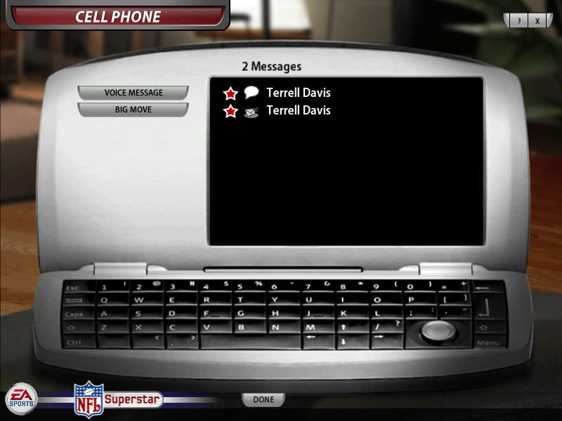 Madden NFL 06 (Windows) screenshot: Your cell phone