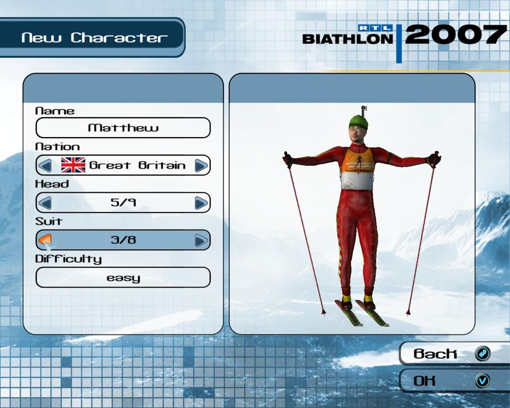 RTL Biathlon 2007 (Windows) screenshot: New character