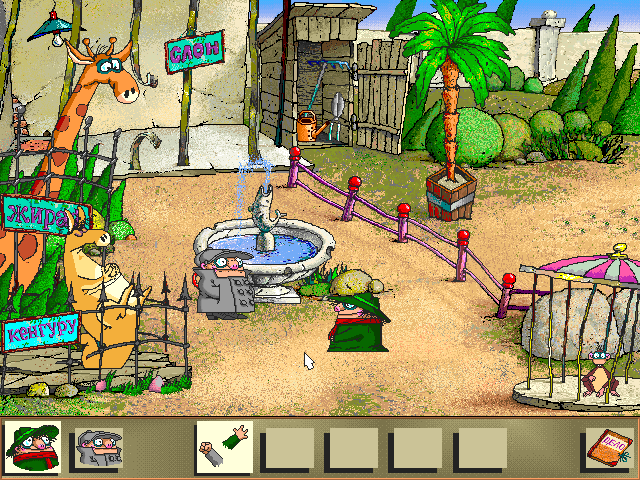 Pilot Brothers: On the Track of Striped Elephant (Windows) screenshot: In the Zoo