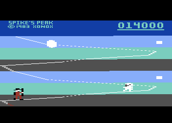 Spike's Peak (VIC-20) screenshot: Uh oh, the abominable snowman blocks the path!
