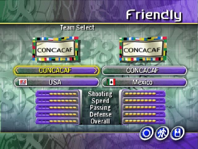 FIFA: Road to World Cup 98 (Nintendo 64) screenshot: Select your team for a friendly match.