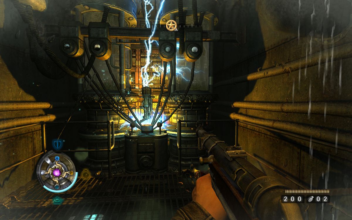 Wolfenstein (Windows) screenshot: In some areas you can find superweapons like this Tesla Cannon