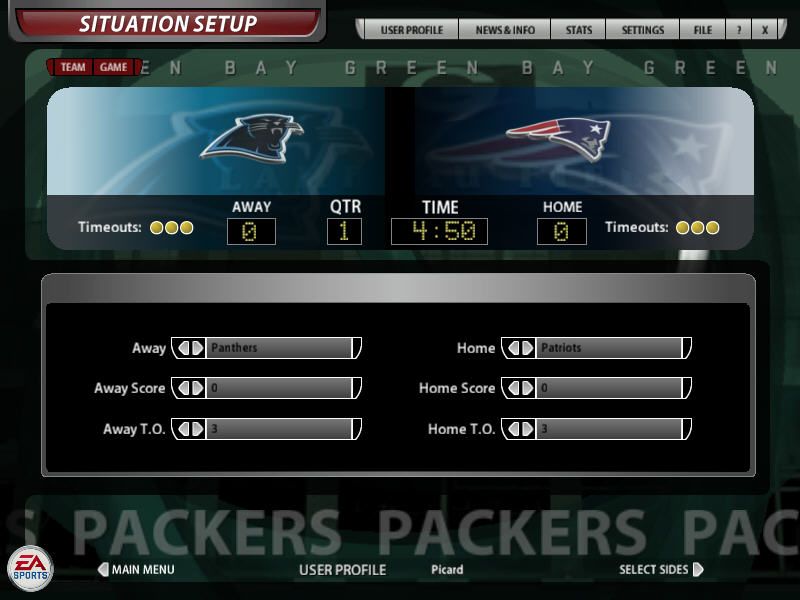 Madden NFL 06 (Windows) screenshot: Situation setup