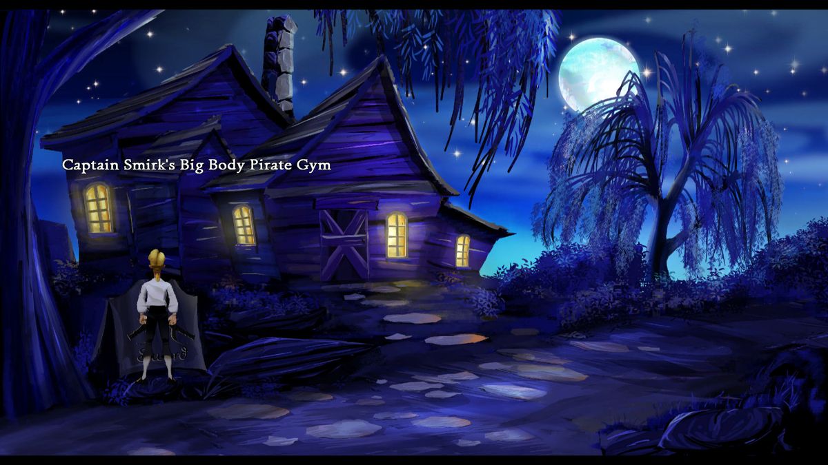 The Secret of Monkey Island: Special Edition (Windows) screenshot: Front of pirate gym.