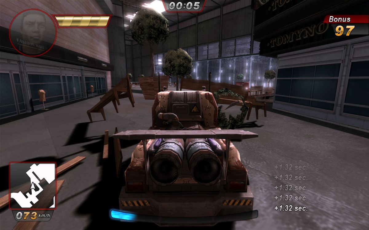 Gear Grinder (Windows) screenshot: Crashin' through a mall.
