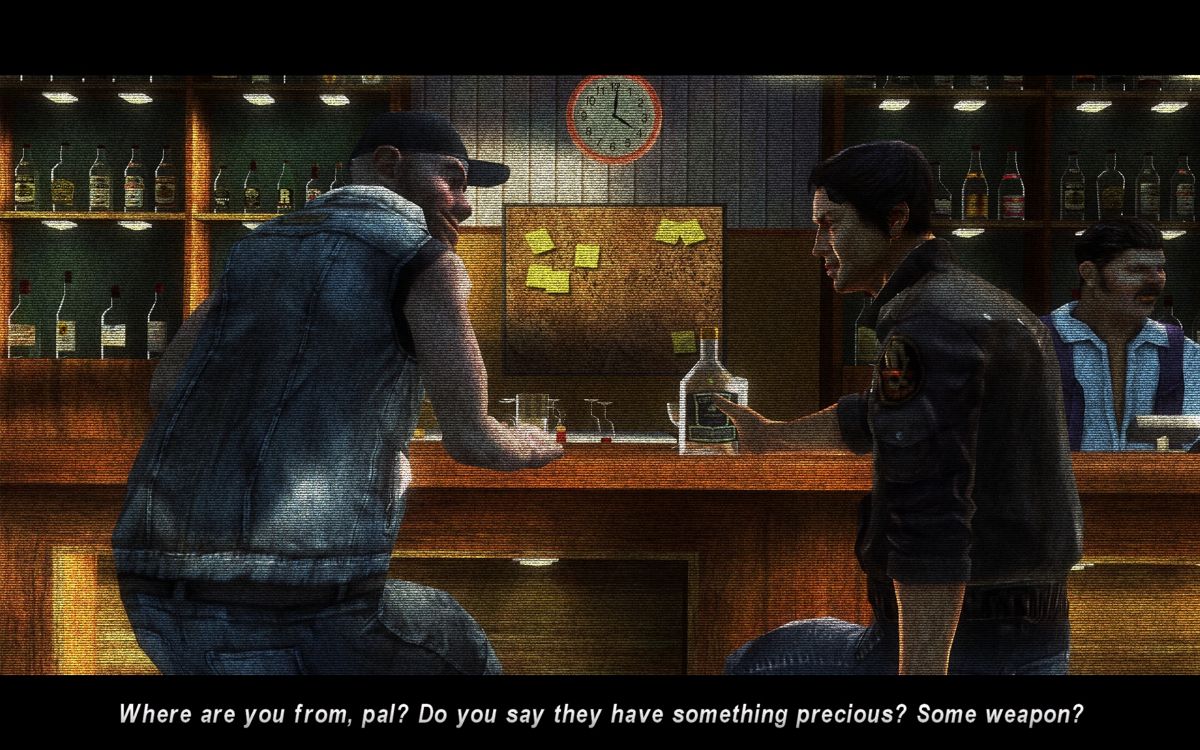 Gear Grinder (Windows) screenshot: Jack Hammer (right) talks to The Mechanic (left).