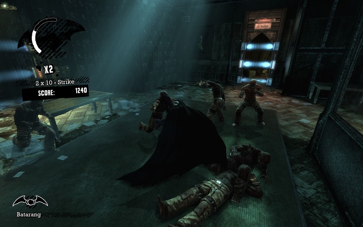 Batman: Arkham Asylum (Windows) screenshot: Batman likes to punch and throw people.