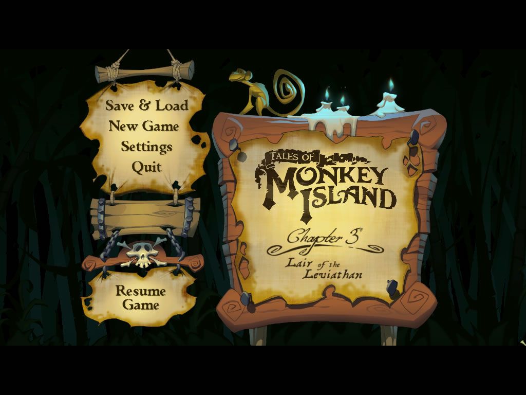 Tales of Monkey Island: Chapter 3 - Lair of the Leviathan (Windows) screenshot: Main menu.