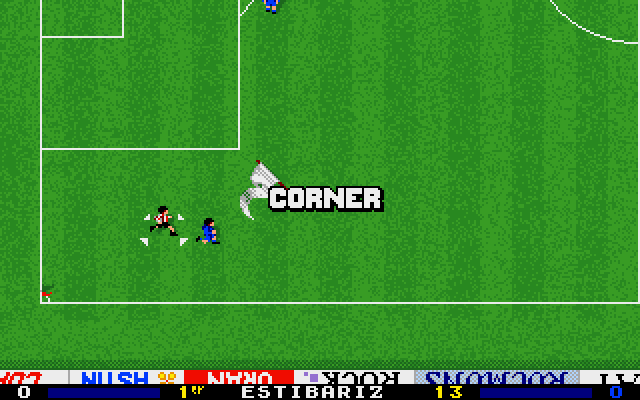 PC Fútbol (DOS) screenshot: Corner