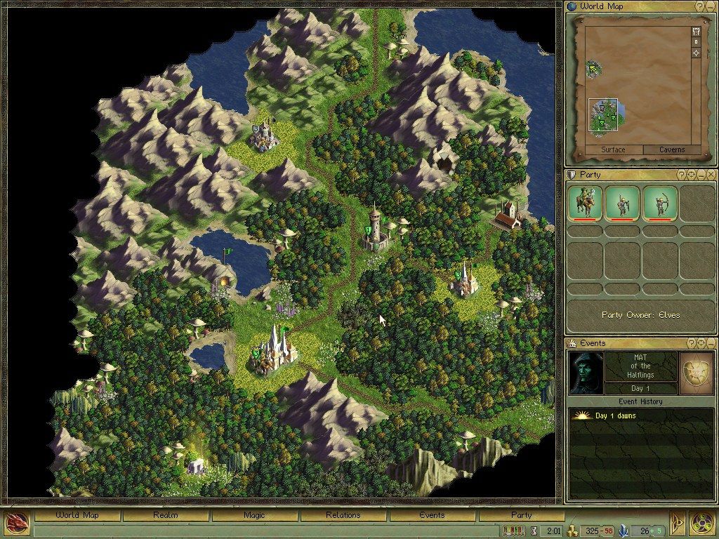 Age of Wonders (Windows) screenshot: A dense forest equals time consuming movement.