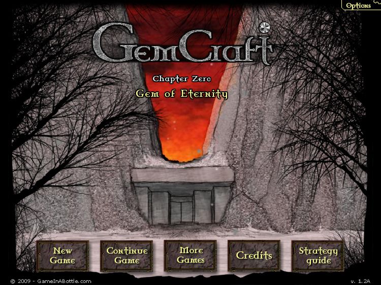 GemCraft: Chapter Zero - Gem of Eternity (Browser) screenshot: Main menu