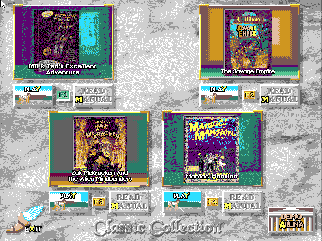 Classic Collection: Adventure/Fantasy (DOS) screenshot: Main menu