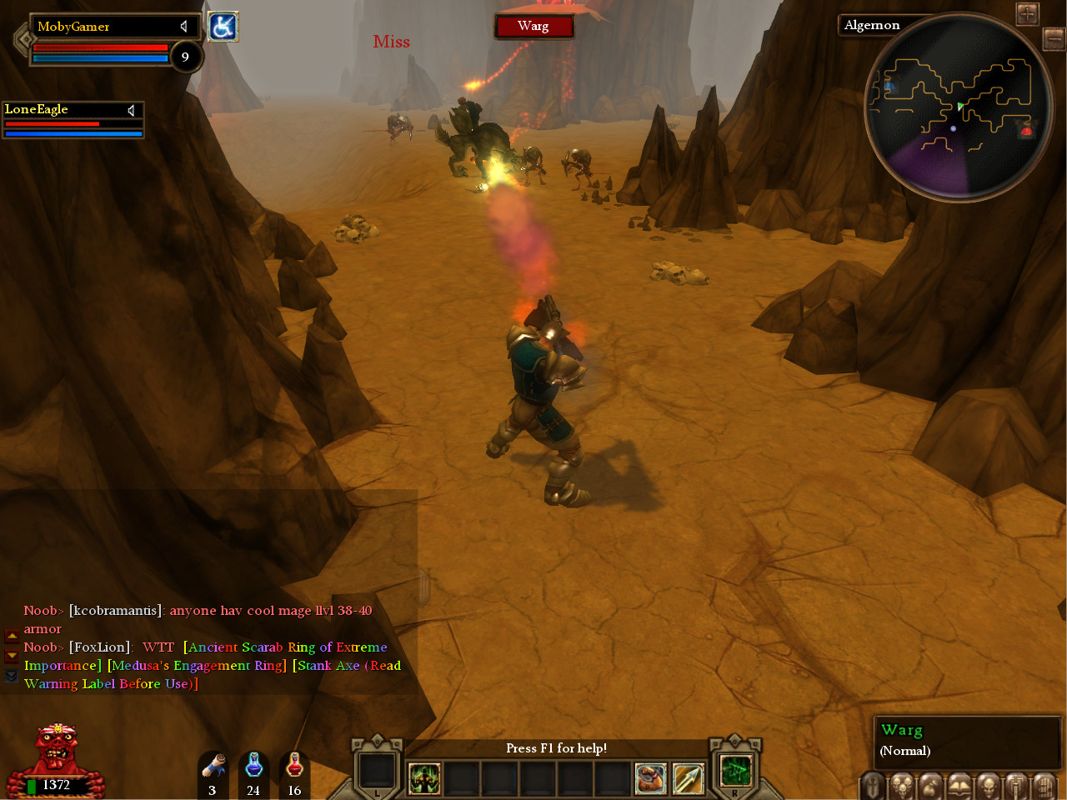 Dungeon Runners (Windows) screenshot: Shooting a Warg.