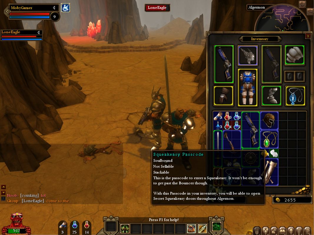Dungeon Runners (Windows) screenshot: Found a Passcode.