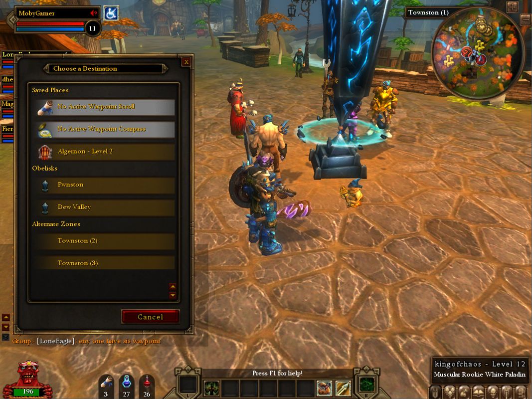 Dungeon Runners (Windows) screenshot: The obelisk is a teleportation device.