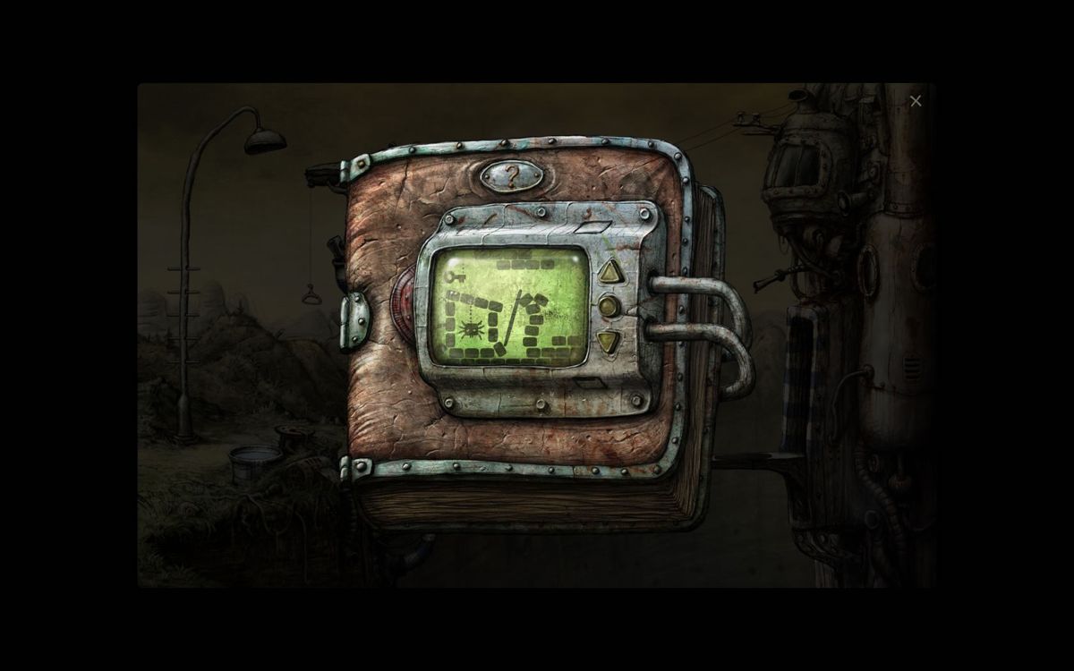 Machinarium (Windows) screenshot: The mini-game you need to play before accessing the walkthrough book.