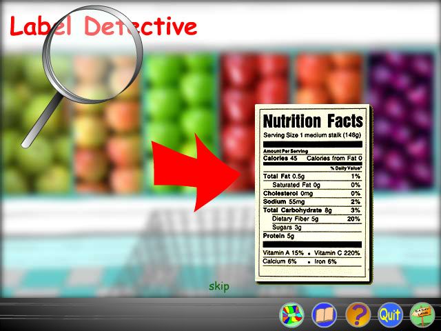 5 A Day Adventures (Windows) screenshot: Learn to read supermarket labels