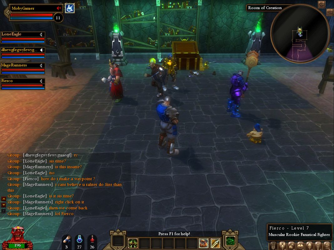 Dungeon Runners (Windows) screenshot: A get-together.