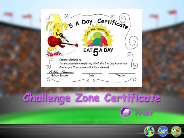 5 A Day Adventures (Windows) screenshot: Certificate of completion