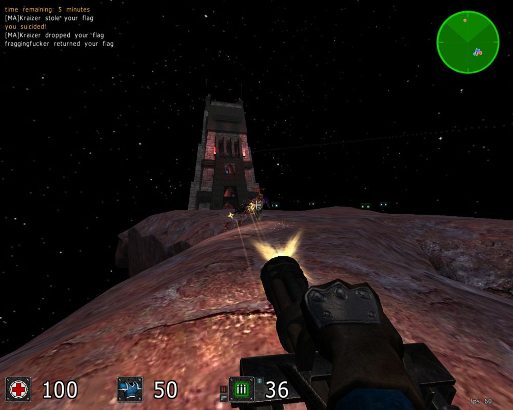 Cube 2: Sauerbraten (Windows) screenshot: A map based on Facing Worlds from Unreal Tournament