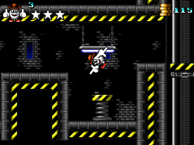 Giddy 3: The Retro Eggsperience (Windows) screenshot: Jumping on a spring platform.