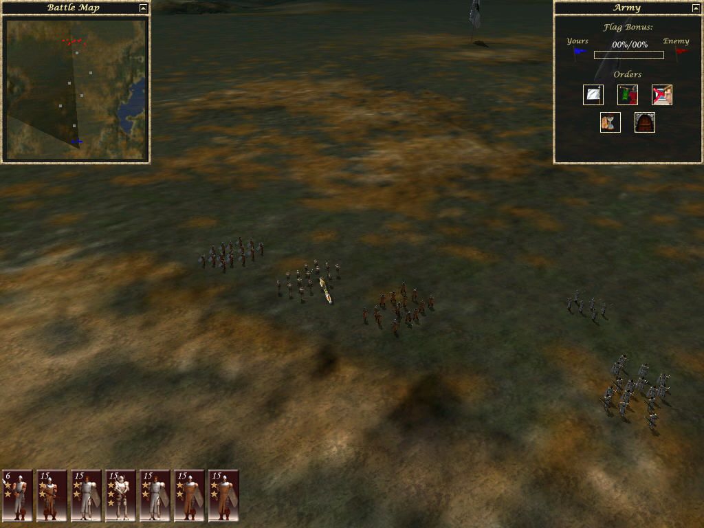 Cloven Crania Meadow (Windows) screenshot: Armies go to key arena