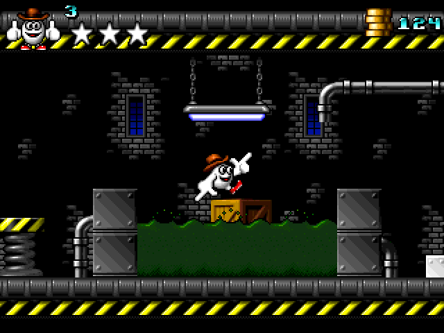 Giddy 3: The Retro Eggsperience (Windows) screenshot: Floating with a crate.