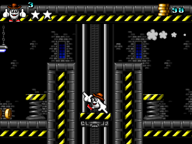 Giddy 3: The Retro Eggsperience (Windows) screenshot: Riding the elevator.