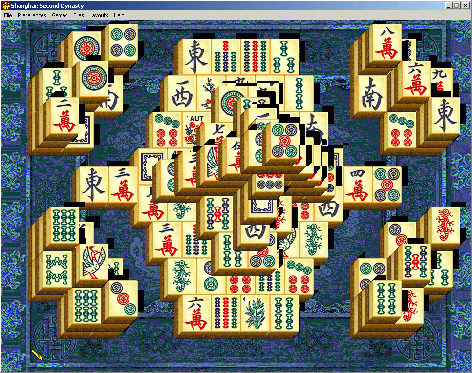 Shanghai: Second Dynasty (Windows) screenshot: American tileset, Pyramid 3 layout