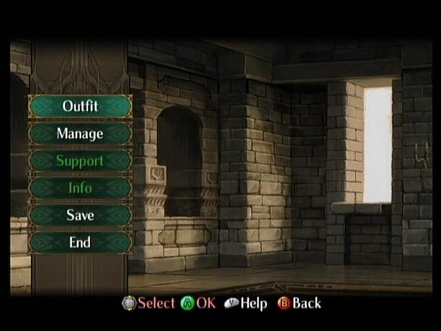 Fire Emblem: Path of Radiance (GameCube) screenshot: Then you go to your Base.