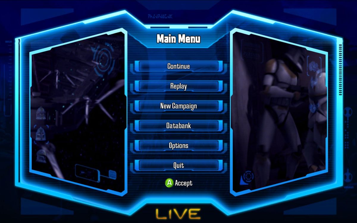 Star Wars: The Clone Wars - Republic Heroes (Windows) screenshot: Main Menu