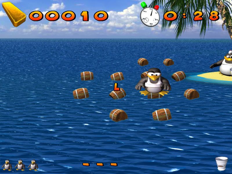 Fishing Pinguins (Windows) screenshot: Letters give bonus points