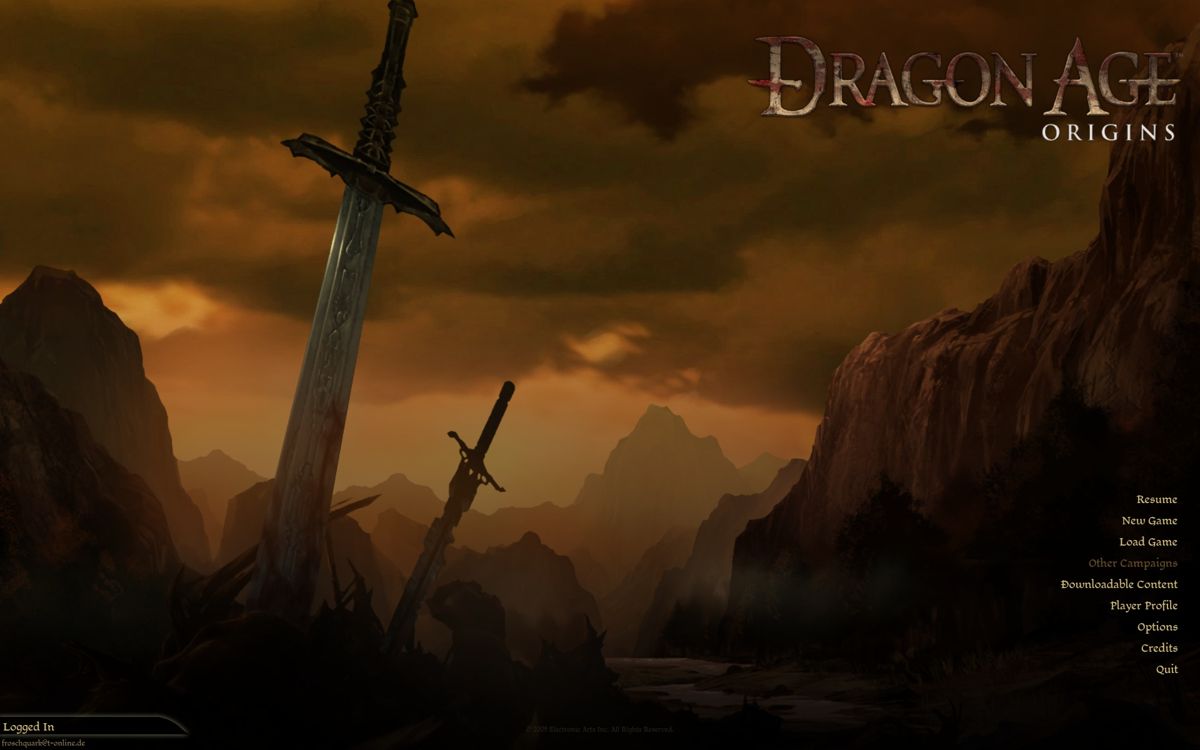 Dragon Age: Origins (Windows) screenshot: Main Menu