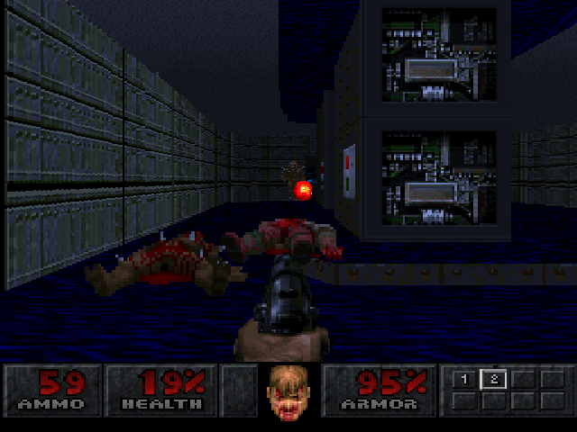 Final Doom (PlayStation) screenshot: First level of TNT's Evilution (here, just called "TNT")