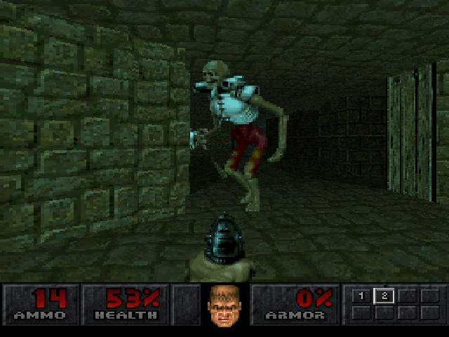 Final Doom (PlayStation) screenshot: Character pixelation isn't too bad.