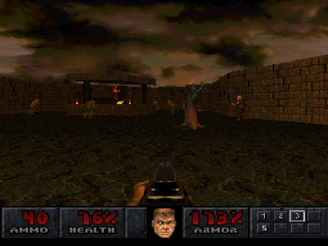 Final Doom (PlayStation) screenshot: Second TNT level - "Human Barbeque"