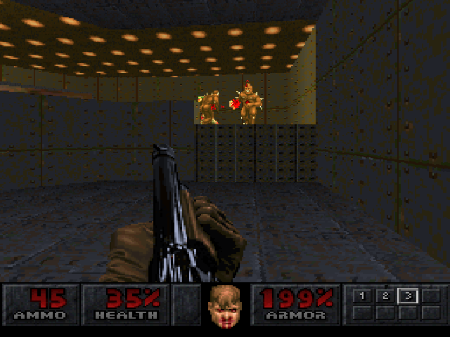 Final Doom (PlayStation) screenshot: Only 30 levels in the port, but none short on action