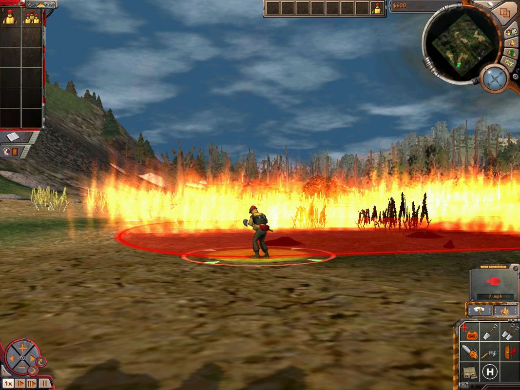Wildfire (Windows) screenshot: Fighting the fire (demo version)