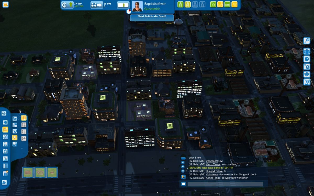 Cities XL (Windows) screenshot: My city at night