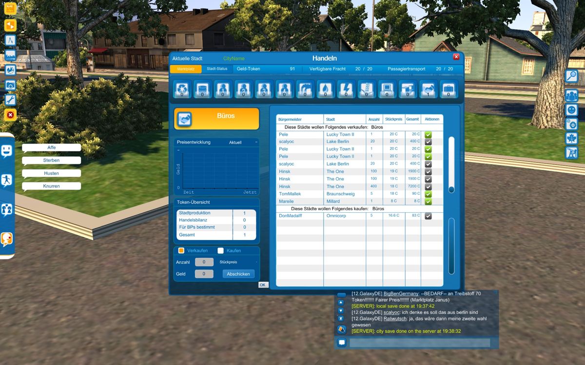Cities XL (Windows) screenshot: Trading with other cities (meaning players) is an imporant part of the planet mode.