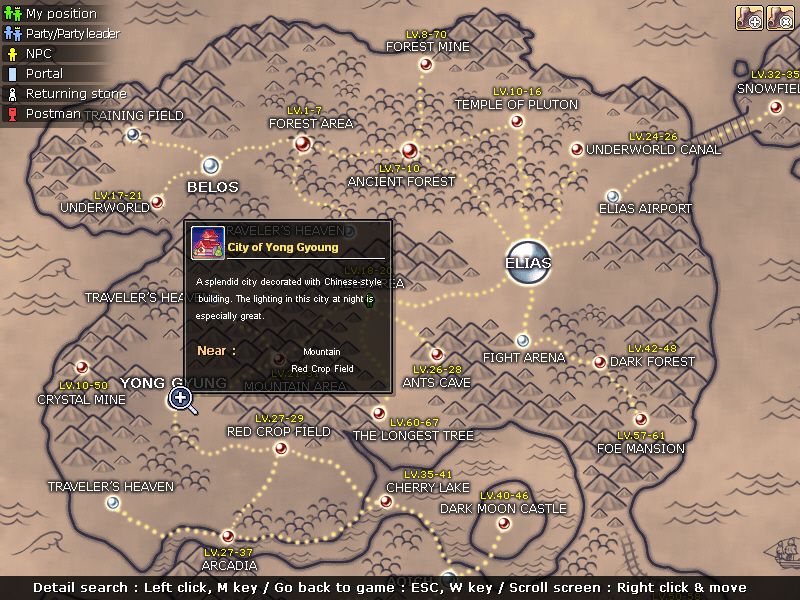 La Tale (Windows) screenshot: The world map. A part of it, actually.