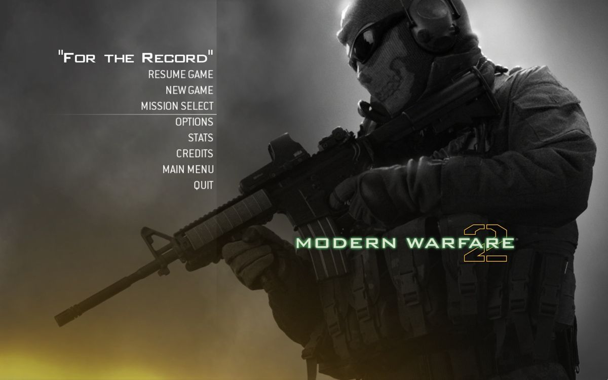 Call of Duty: Modern Warfare 2 (Windows) screenshot: Single Player Main Menu