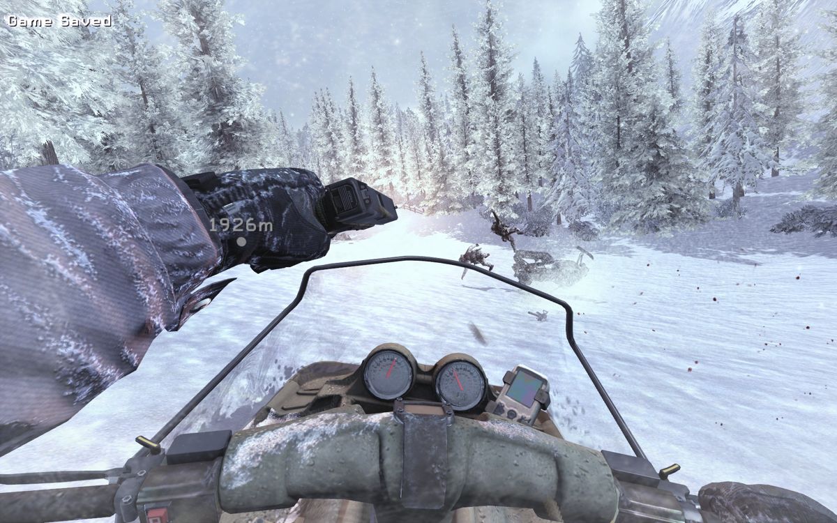 Call of Duty: Modern Warfare 2 (Windows) screenshot: A snowspeeder-race with weapons - that's a game I would like to buy.