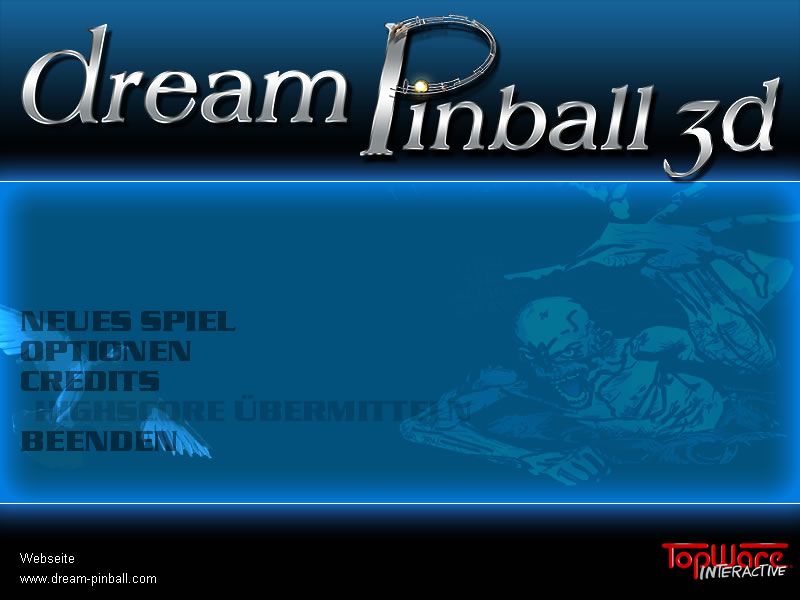 Dream Pinball 3D (Windows) screenshot: Main menu (demo version)